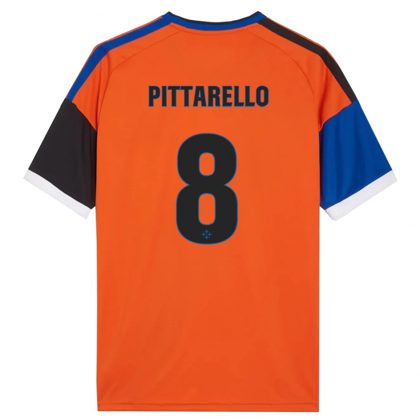 גברים כדורגל Filippo Pittarello #8 כתום כחול שחור לבן הרחק ג'רזי 2026/27