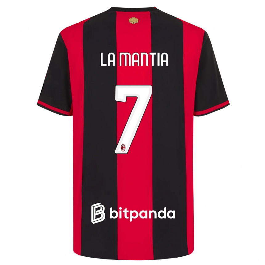 נשים כדורגל Simon La Mantia #7 אדום שחור לבן ג'רזי ביתית 2026/27