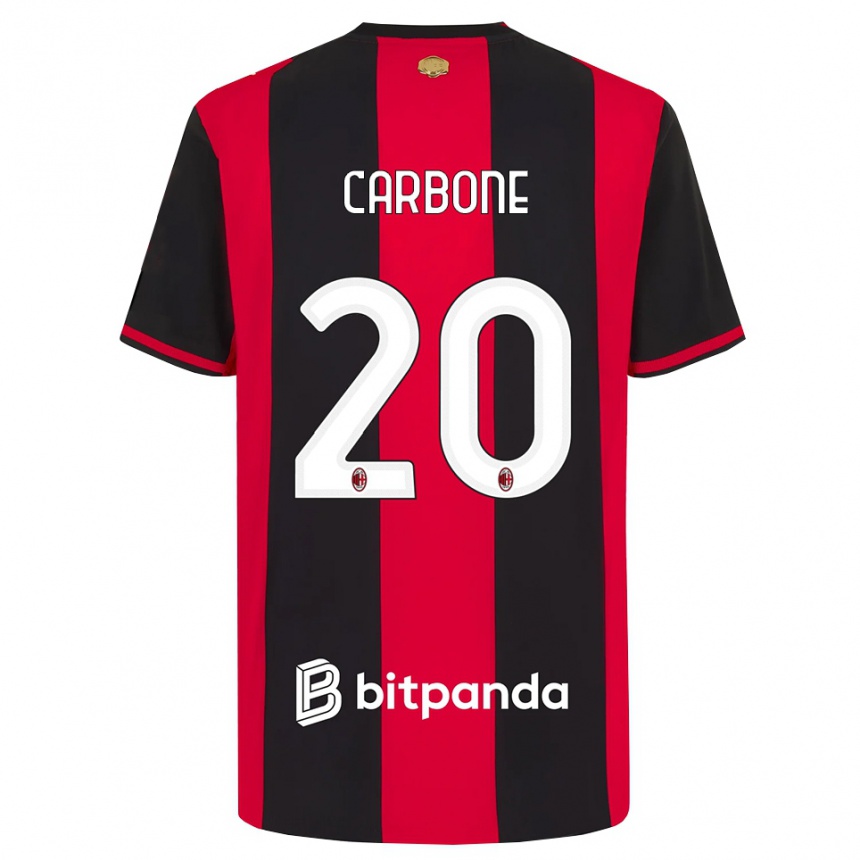 נשים כדורגל Emanuele Carbone #20 אדום שחור לבן ג'רזי ביתית 2026/27