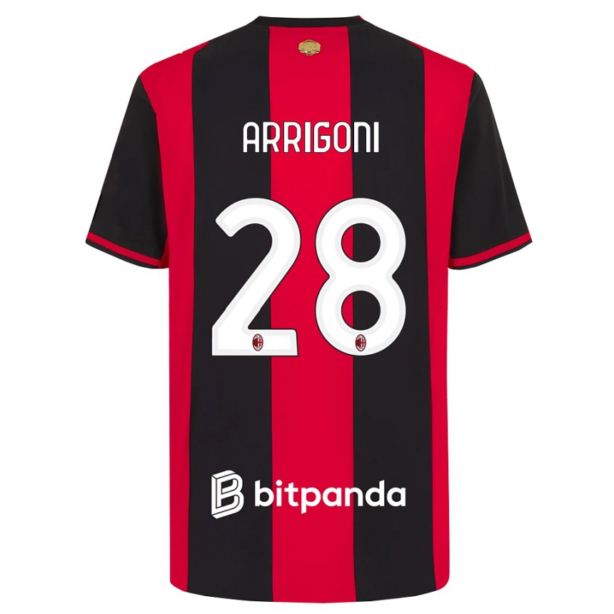 נשים כדורגל Giorgia Arrigoni #28 אדום שחור לבן ג'רזי ביתית 2026/27