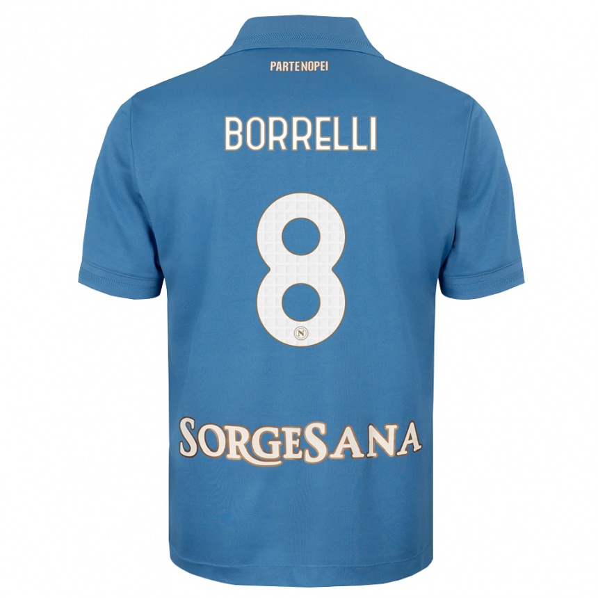 נשים כדורגל Ciro Borrelli #8 כחול ערפיח לבן ג'רזי ביתית 2026/27