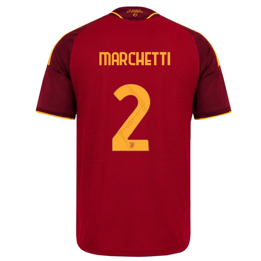 נשים כדורגל Tommaso Marchetti #2 אדום זהוב צהוב ג'רזי ביתית 2026/27