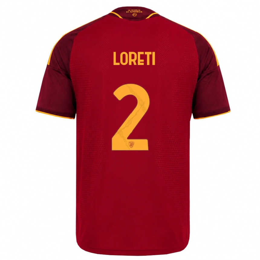 נשים כדורגל Mirko Loreti #2 אדום זהוב צהוב ג'רזי ביתית 2026/27