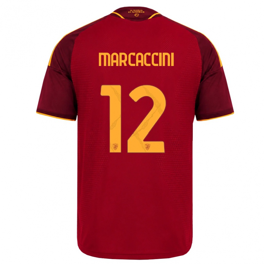 נשים כדורגל Alessio Marcaccini #12 אדום זהוב צהוב ג'רזי ביתית 2026/27