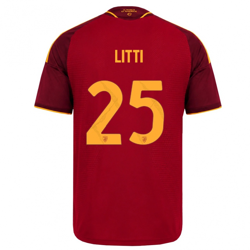 נשים כדורגל Marco Litti #25 אדום זהוב צהוב ג'רזי ביתית 2026/27