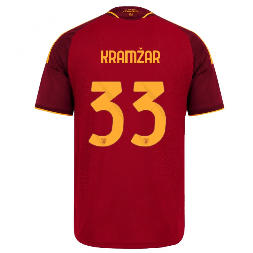 נשים כדורגל Zara Kramžar #33 אדום זהוב צהוב ג'רזי ביתית 2026/27