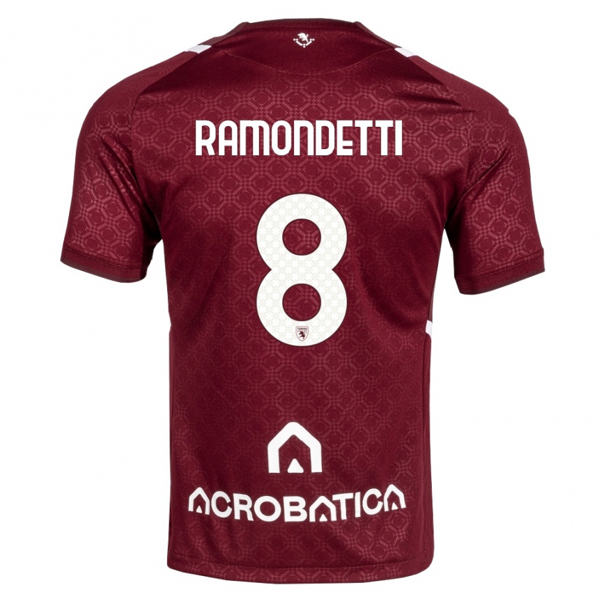 נשים כדורגל Vittorio Ramondetti #8 בורדו לבן ג'רזי ביתית 2026/27