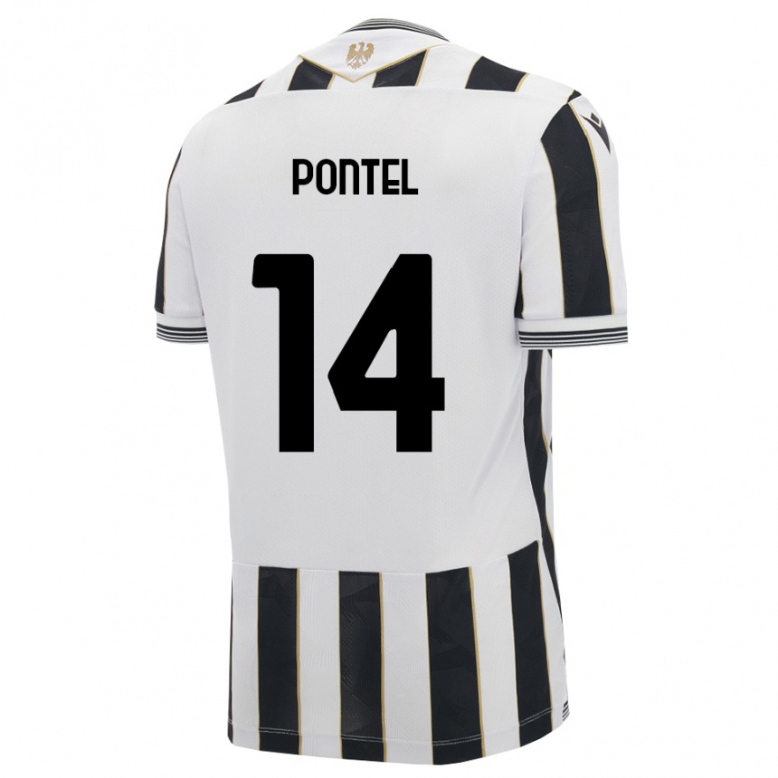 נשים כדורגל Simone Pontel #14 שחור לבן ורוד ג'רזי ביתית 2026/27