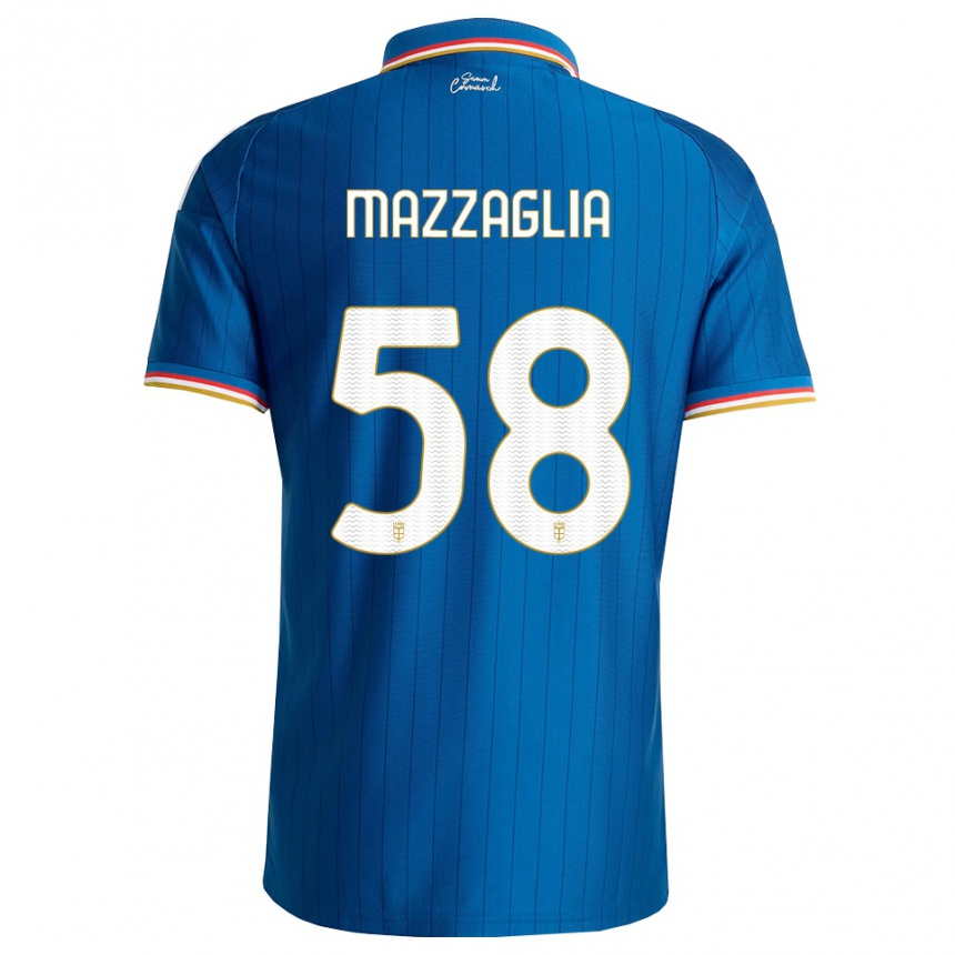 נשים כדורגל Giuseppe Mazzaglia #58 כחול לבן אדום ג'רזי ביתית 2026/27