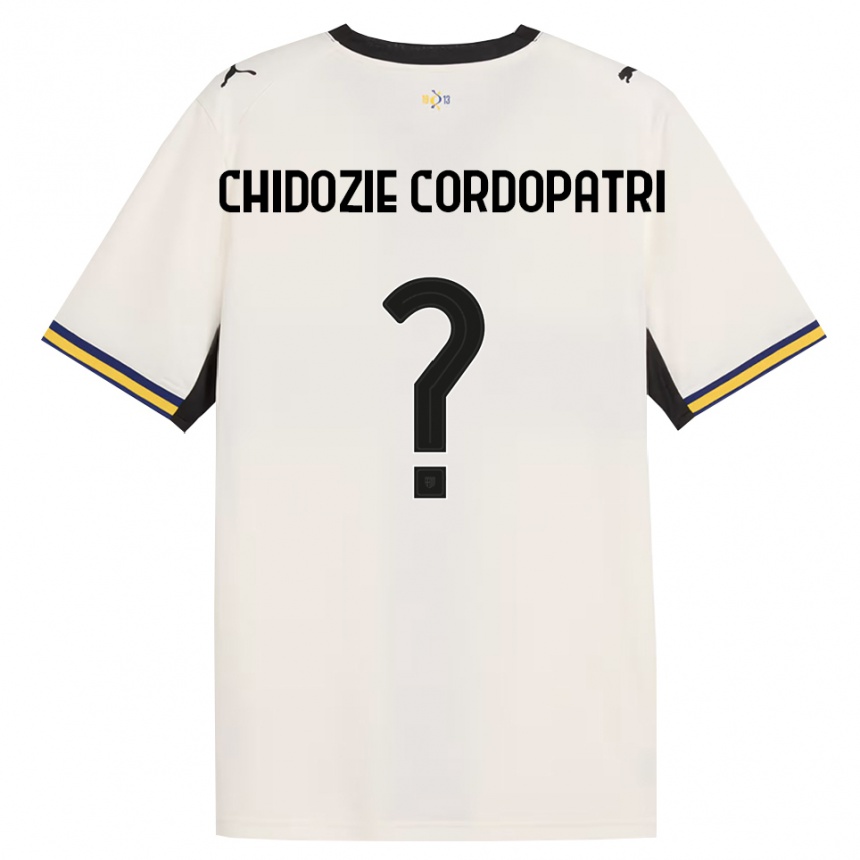 נשים כדורגל Mark Chidozie Cordopatri #0 לבן מבריק שחור צהוב ג'רזי ביתית 2026/27