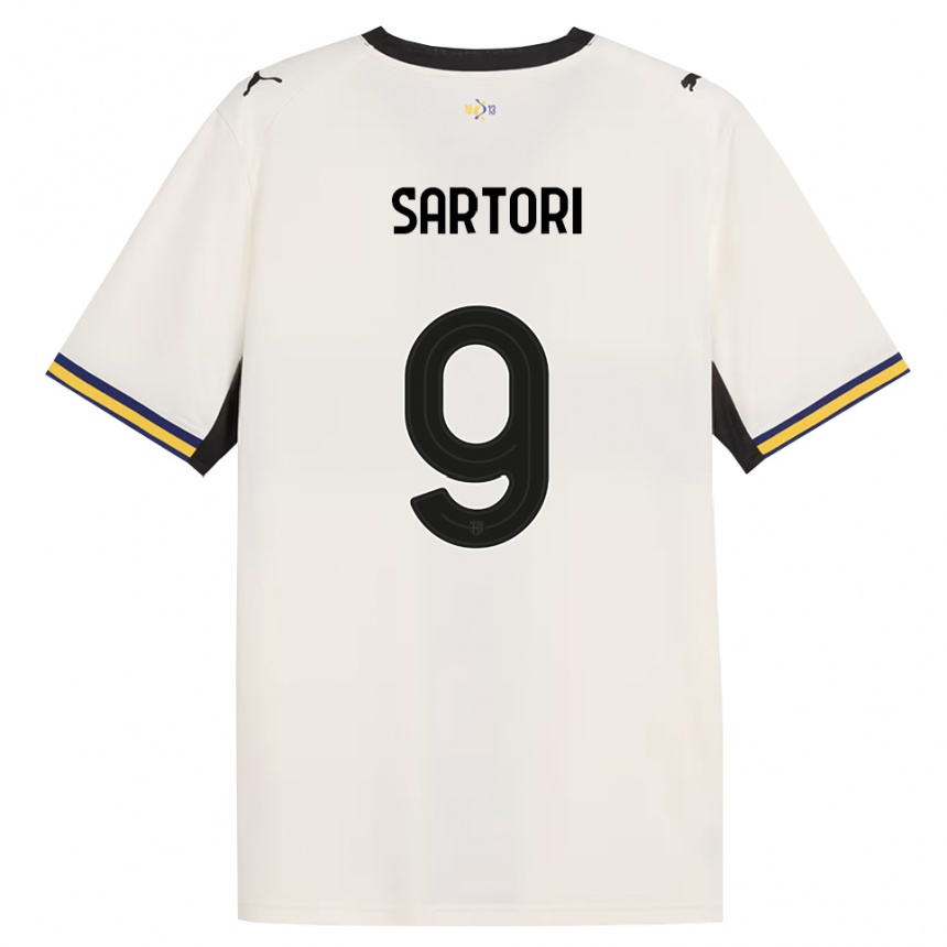 נשים כדורגל Francesco Sartori #9 לבן מבריק שחור צהוב ג'רזי ביתית 2026/27