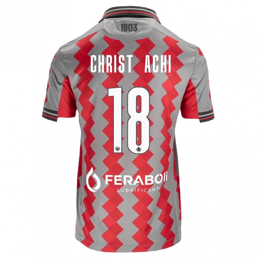 נשים כדורגל Ange Christ Achi #18 אפור אדום לבן ג'רזי ביתית 2026/27