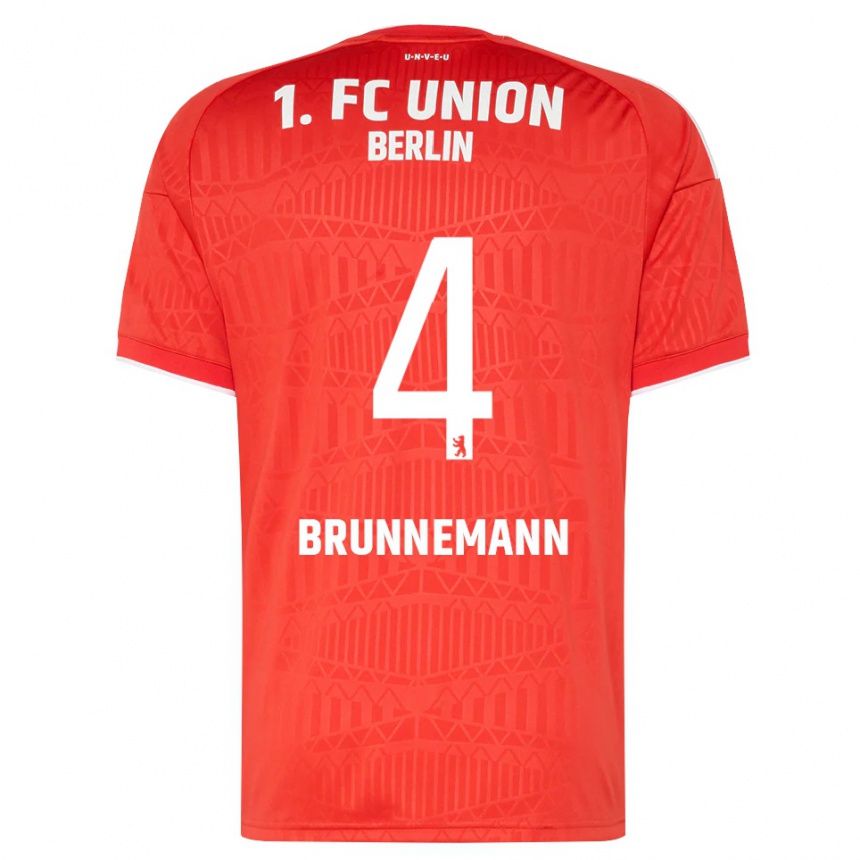 נשים כדורגל Laurenz Brunnemann #4 אדום לבן ג'רזי ביתית 2026/27