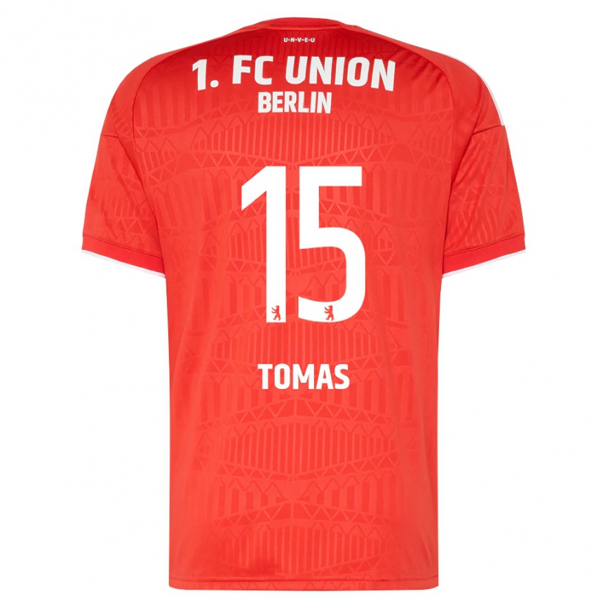 נשים כדורגל Milos Tomas #15 אדום לבן ג'רזי ביתית 2026/27