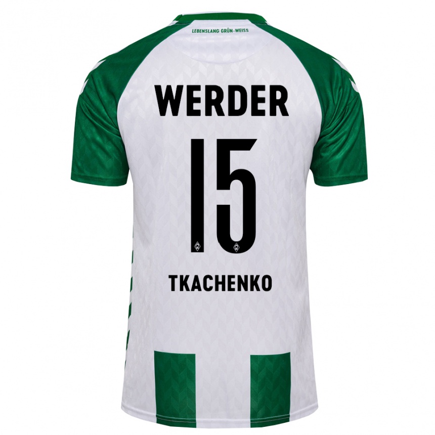 נשים כדורגל Oleksandr Tkachenko #15 ירוק לבן ג'רזי ביתית 2026/27