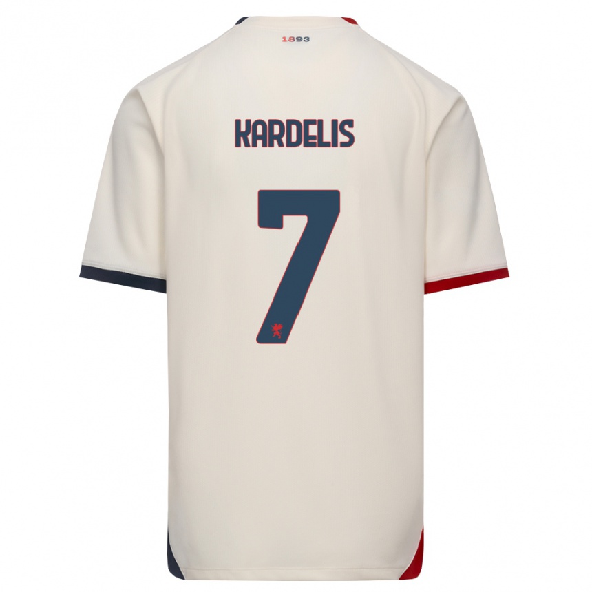 נשים כדורגל Rojus Kardelis #7 לבן מבריק אדום הרחק ג'רזי 2026/27