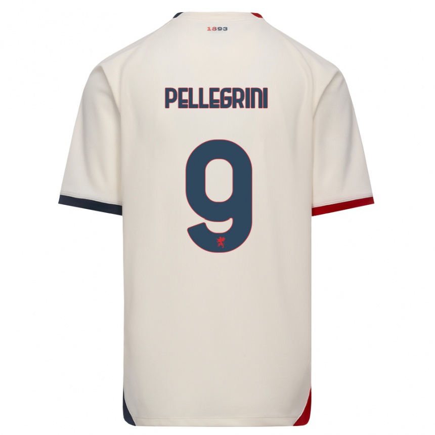 נשים כדורגל Fernando Pellegrini #9 לבן מבריק אדום הרחק ג'רזי 2026/27