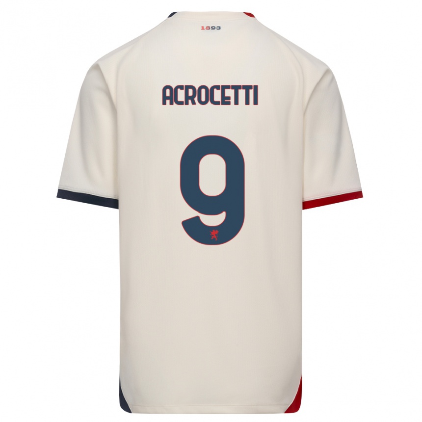 נשים כדורגל Edoardo Acrocetti #9 לבן מבריק אדום הרחק ג'רזי 2026/27
