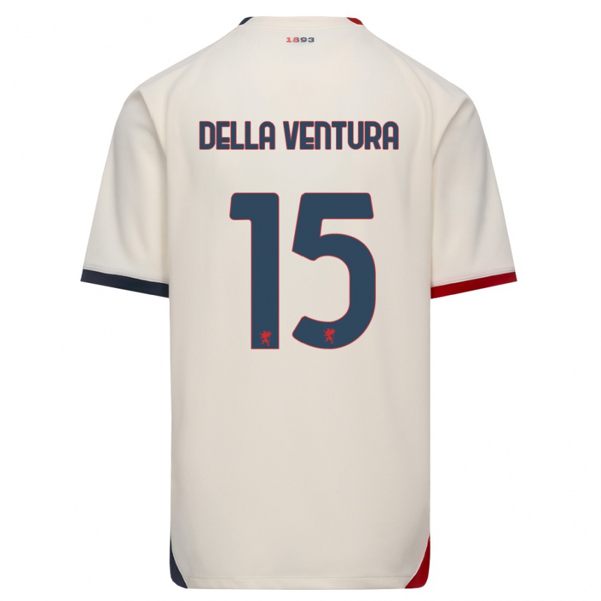 נשים כדורגל Lorenzo Della Ventura #15 לבן מבריק אדום הרחק ג'רזי 2026/27
