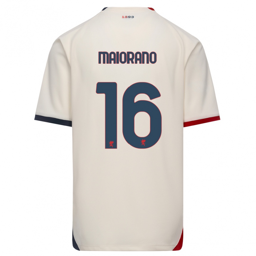 נשים כדורגל Francesco Maiorano #16 לבן מבריק אדום הרחק ג'רזי 2026/27