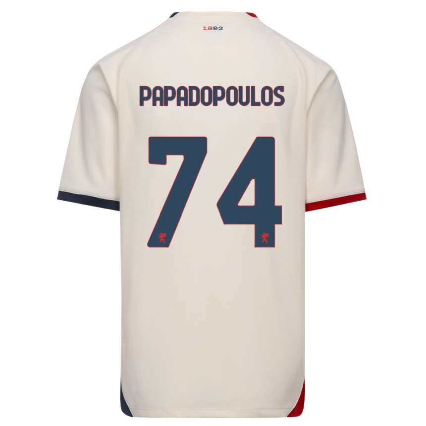 נשים כדורגל Christos Papadopoulos #74 לבן מבריק אדום הרחק ג'רזי 2026/27