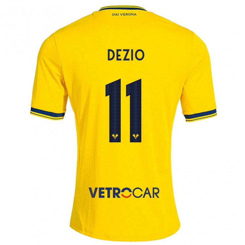 נשים כדורגל Alessandro Dezio #11 צהוב אדום הרחק ג'רזי 2026/27