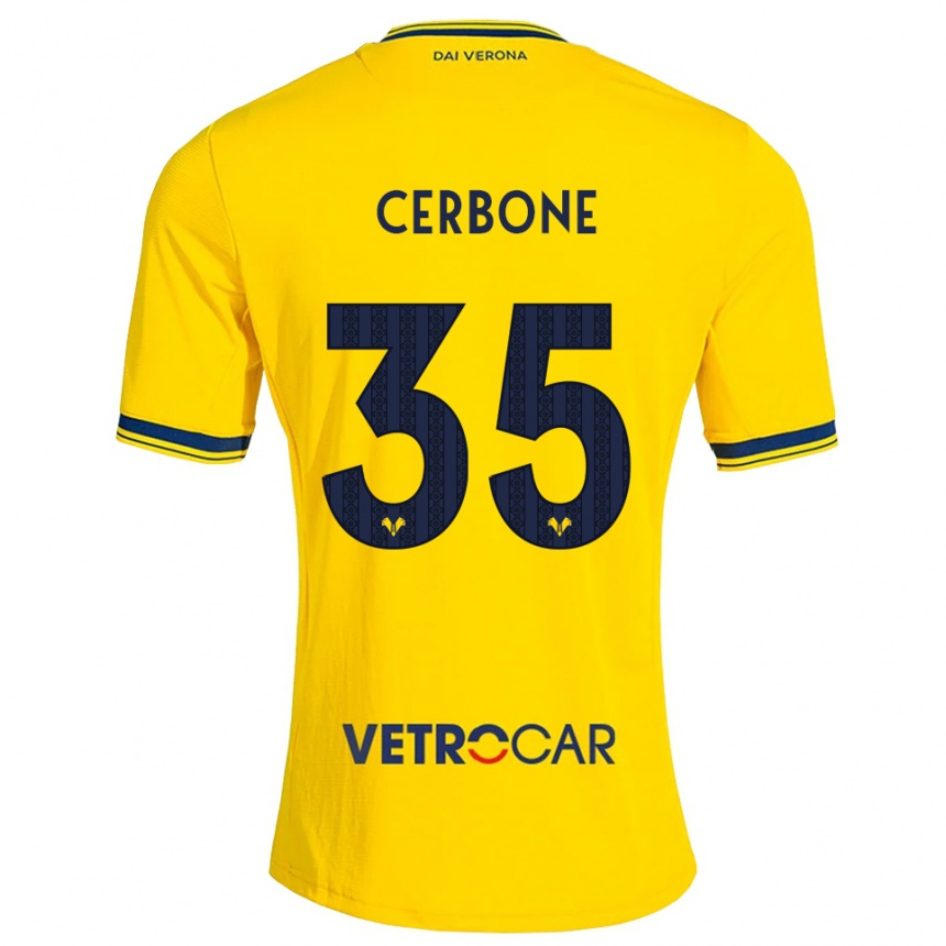נשים כדורגל Salvatore Cerbone #35 צהוב אדום הרחק ג'רזי 2026/27