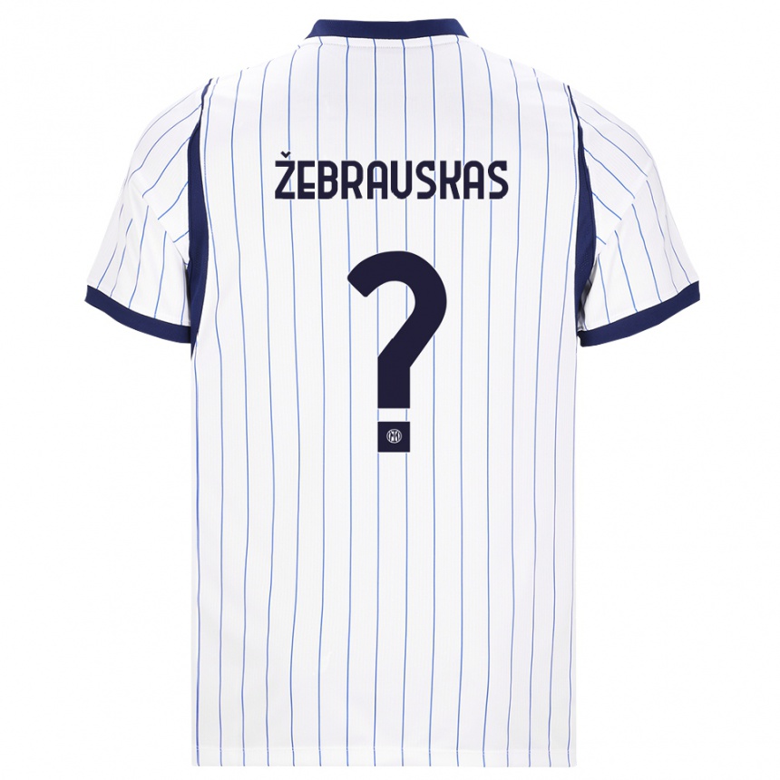 נשים כדורגל Jokūbas Žebrauskas #0 לבן כחול כהה הרחק ג'רזי 2026/27