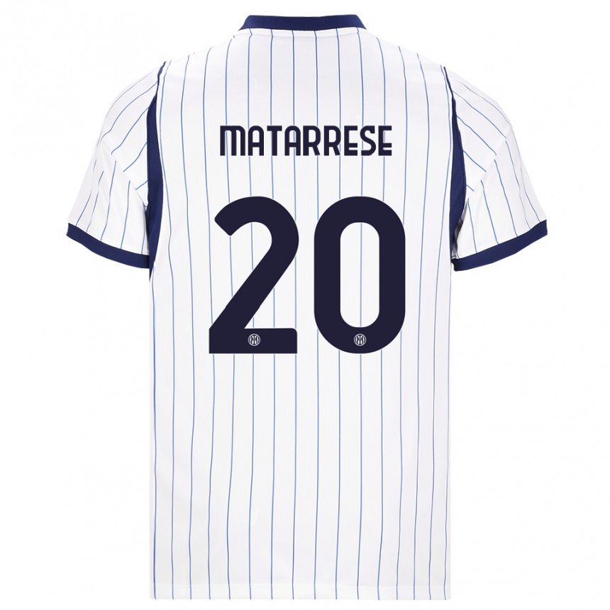נשים כדורגל Thomas Matarrese #20 לבן כחול כהה הרחק ג'רזי 2026/27 נשים כדורגל Thomas Matarrese #20 לבן כחול כהה הרחק ג'רזי 2026/27