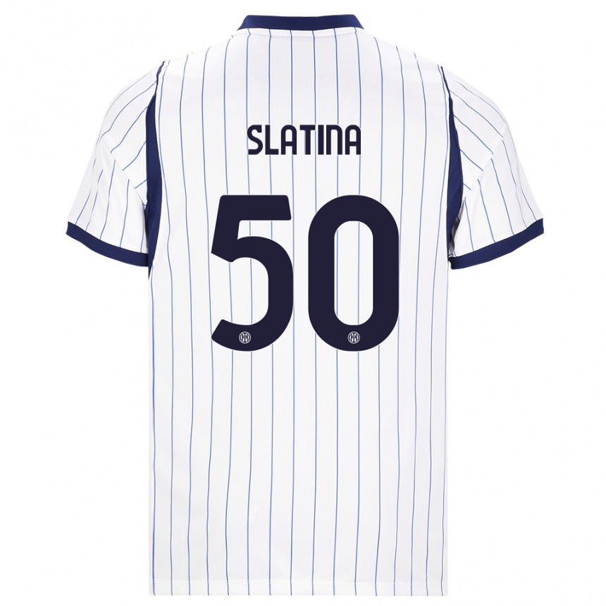 נשים כדורגל Duje Slatina #50 לבן כחול כהה הרחק ג'רזי 2026/27