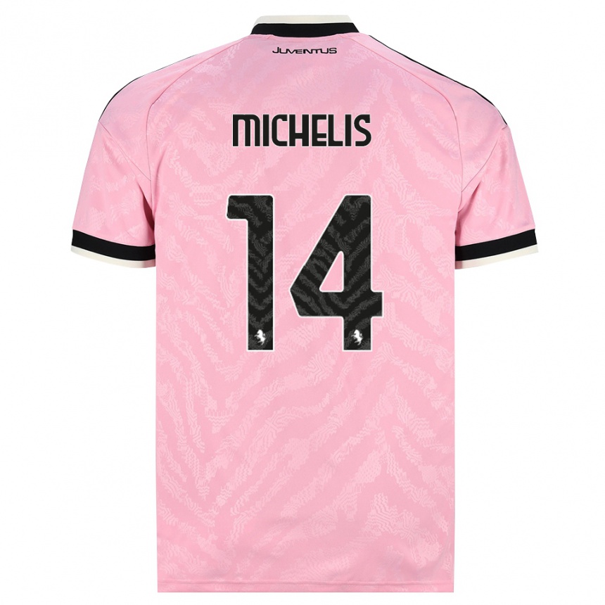 נשים כדורגל Mattia Michelis #14 ורוד שחור הרחק ג'רזי 2026/27