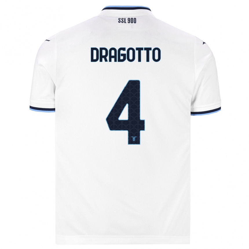 נשים כדורגל Tommaso Dragotto #4 לבן כחול כהה הרחק ג'רזי 2026/27