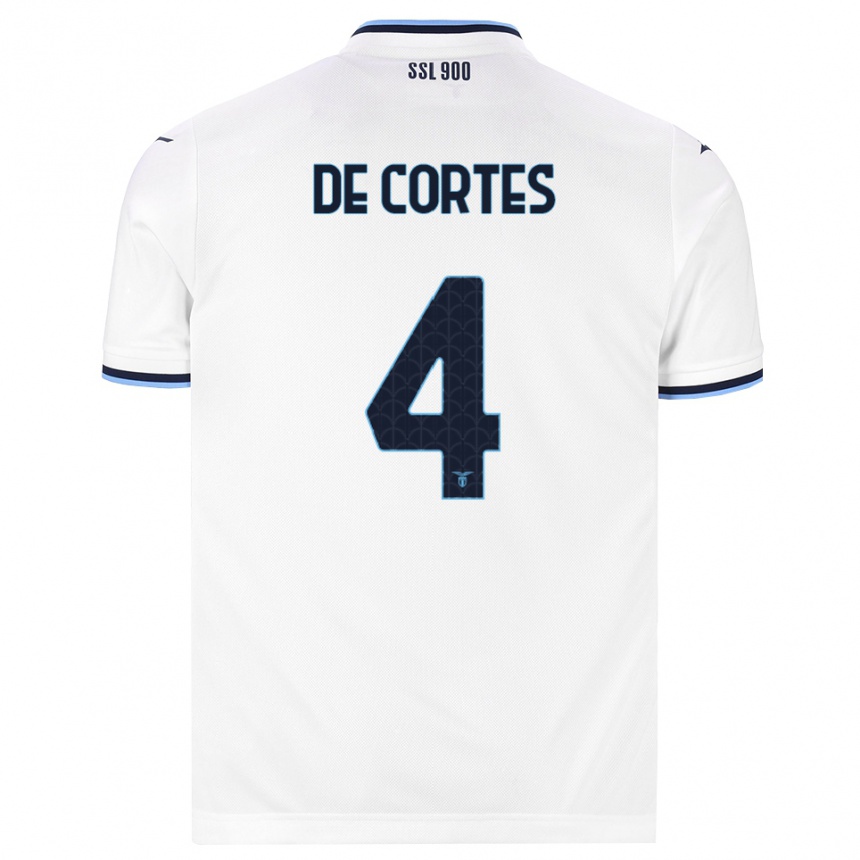 נשים כדורגל Alessandro De Cortes #4 לבן כחול כהה הרחק ג'רזי 2026/27