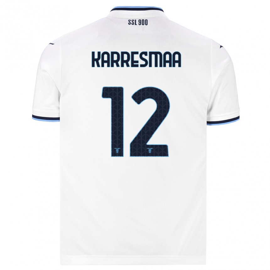 נשים כדורגל Kerttu Karresmaa #12 לבן כחול כהה הרחק ג'רזי 2026/27