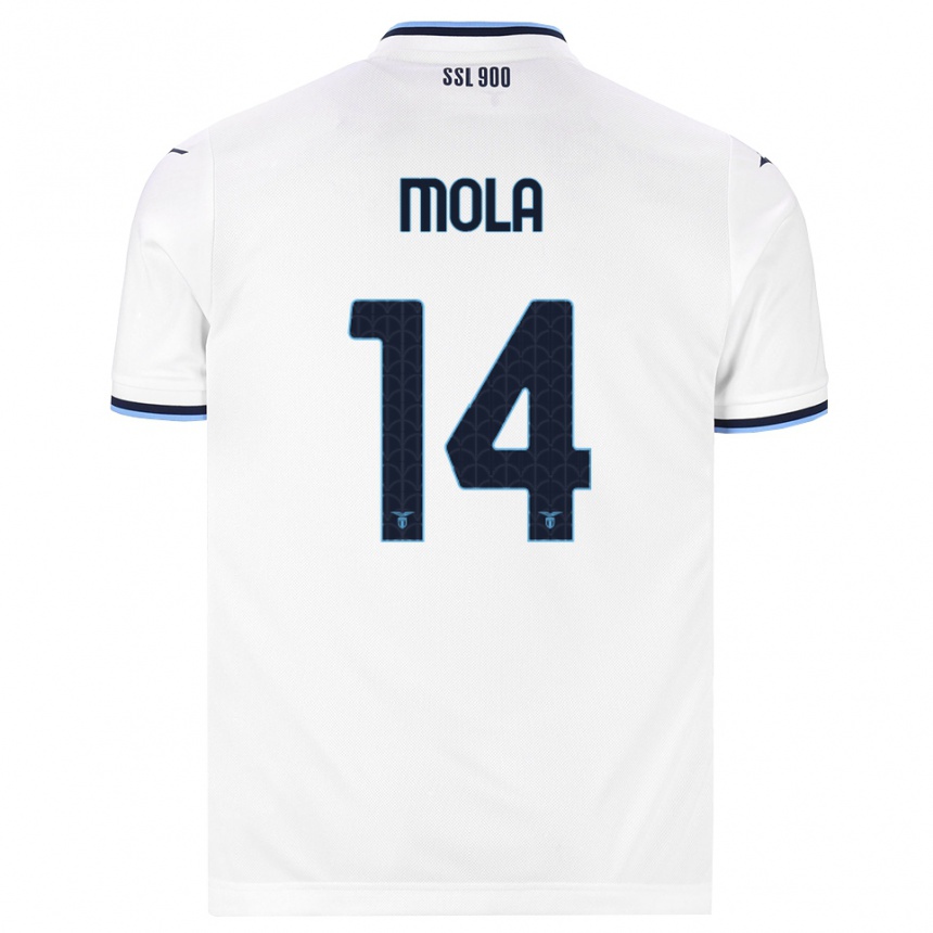 נשים כדורגל Tommaso Mola #14 לבן כחול כהה הרחק ג'רזי 2026/27