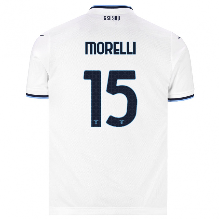 נשים כדורגל Matteo Morelli #15 לבן כחול כהה הרחק ג'רזי 2026/27