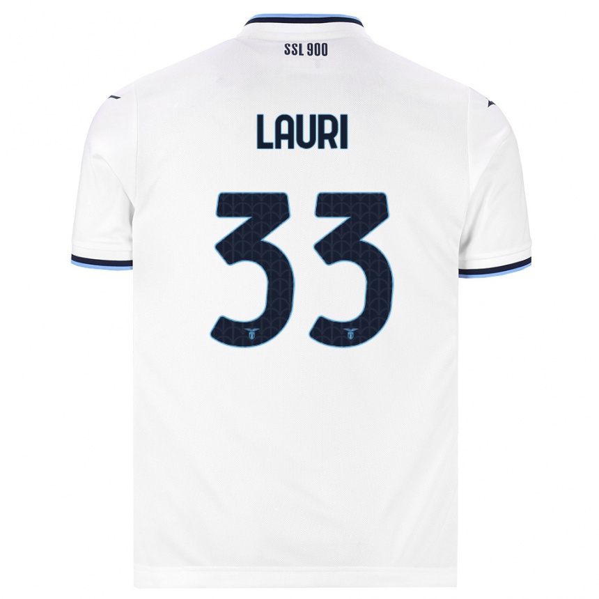 נשים כדורגל Giacomo Lauri #33 לבן כחול כהה הרחק ג'רזי 2026/27