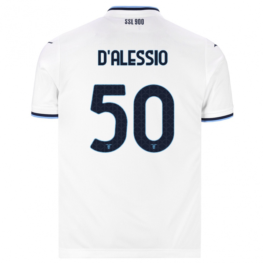 נשים כדורגל Luigi D'alessio #50 לבן כחול כהה הרחק ג'רזי 2026/27