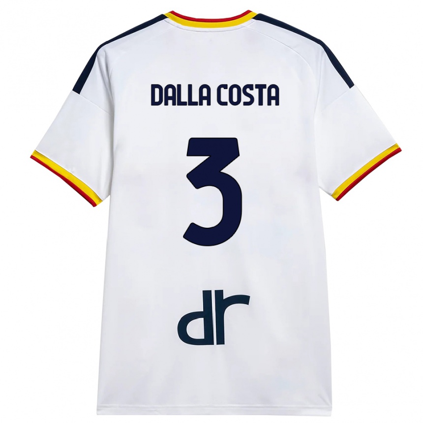 נשים כדורגל Luca Dalla Costa #3 לבן צהוב אדום הרחק ג'רזי 2026/27
