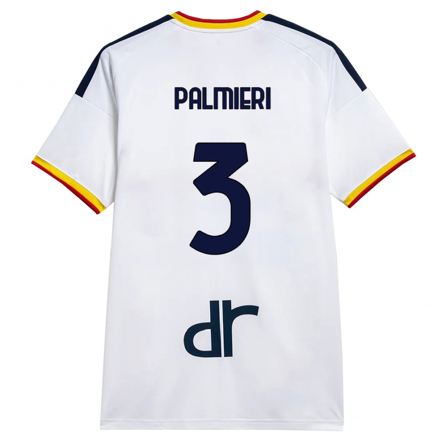 נשים כדורגל Andrea Palmieri #3 לבן צהוב אדום הרחק ג'רזי 2026/27
