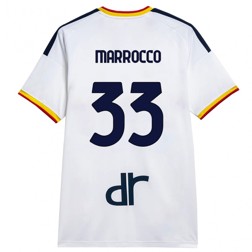 נשים כדורגל Iacopo Marrocco #33 לבן צהוב אדום הרחק ג'רזי 2026/27