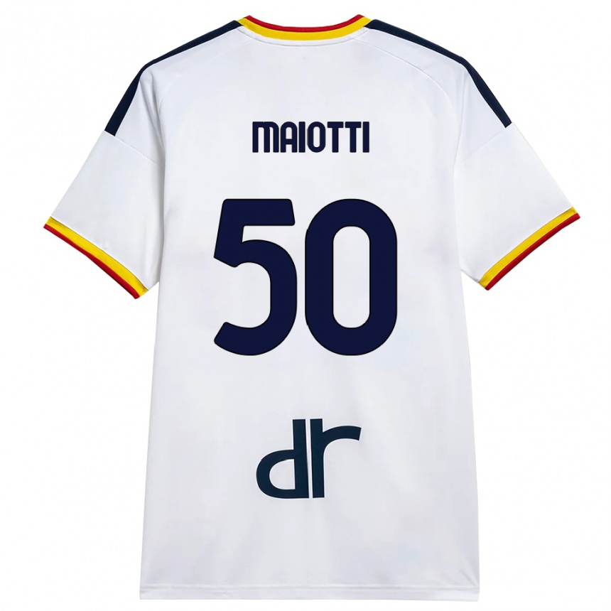 נשים כדורגל Sebastiano Maiotti #50 לבן צהוב אדום הרחק ג'רזי 2026/27