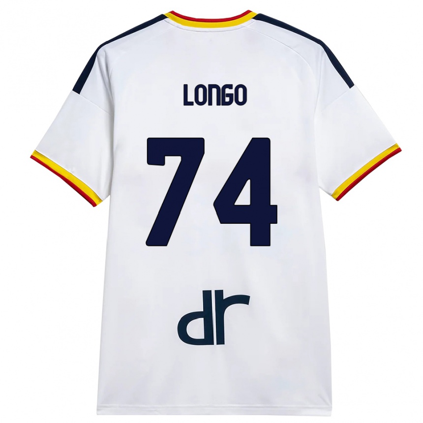 נשים כדורגל Francesco Longo #74 לבן צהוב אדום הרחק ג'רזי 2026/27 נשים כדורגל Francesco Longo #74 לבן צהוב אדום הרחק ג'רזי 2026/27