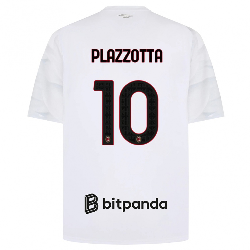 נשים כדורגל Filippo Plazzotta #10 לבן אדום שחור הרחק ג'רזי 2026/27