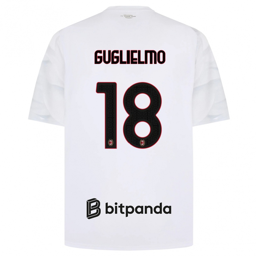 נשים כדורגל Tommaso Guglielmo #18 לבן אדום שחור הרחק ג'רזי 2026/27