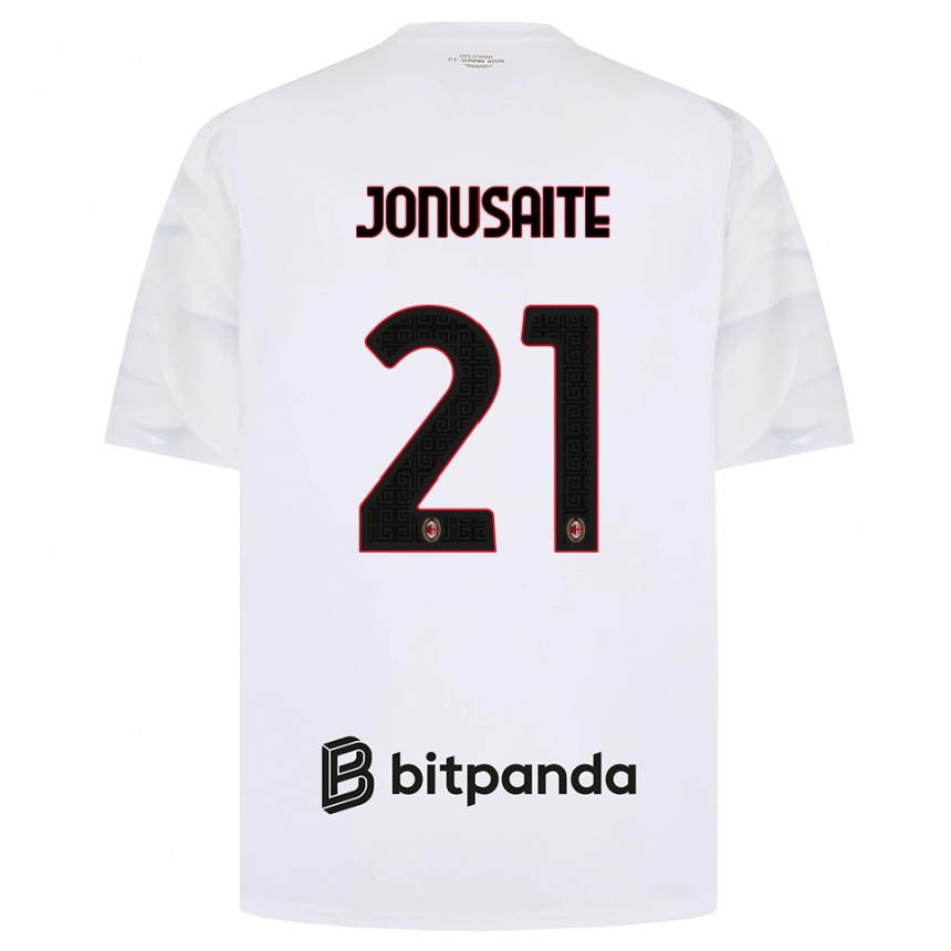 נשים כדורגל Rimantė Jonušaitė #21 לבן אדום שחור הרחק ג'רזי 2026/27