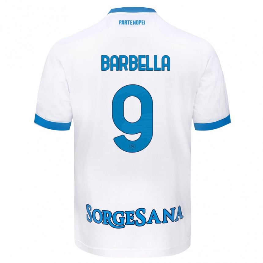 נשים כדורגל Michele Barbella #9 לבן כחול שמיים הרחק ג'רזי 2026/27