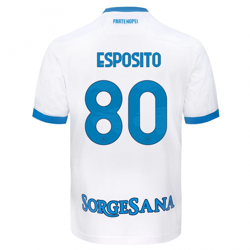 נשים כדורגל Luigi Esposito #80 לבן כחול שמיים הרחק ג'רזי 2026/27