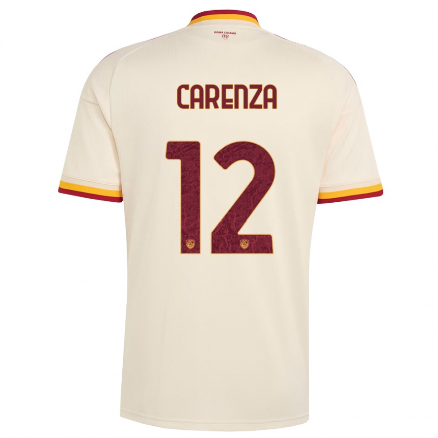 נשים כדורגל Dario Carenza #12 שמפניה אדום צהוב הרחק ג'רזי 2026/27