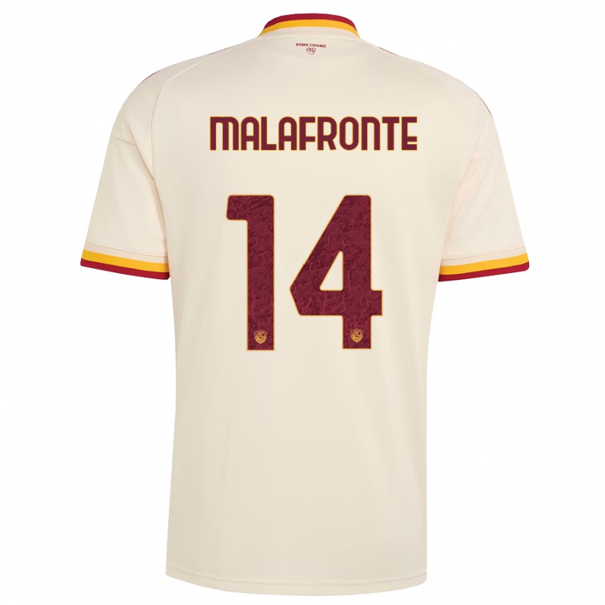 נשים כדורגל Matteo Malafronte #14 שמפניה אדום צהוב הרחק ג'רזי 2026/27